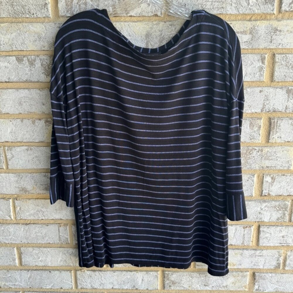 J. Jill Wearever Collection 3/4 Sleeve Striped Blouse  Women's Size M petite